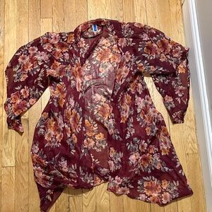 Apt. 9 Burgundy Floral Sheer Blouse